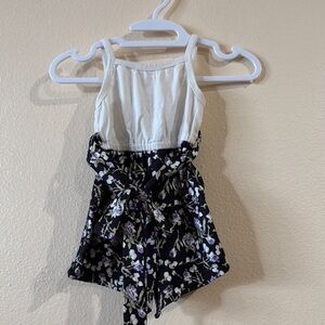 Black and White Floral Jumpsuit